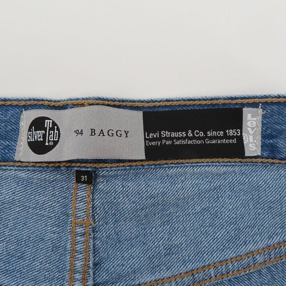 Levis Womens 31 SilverTab 94 Baggy Blue Denim Jeans Distressed Cotton Blend NEW - Picture 9 of 12